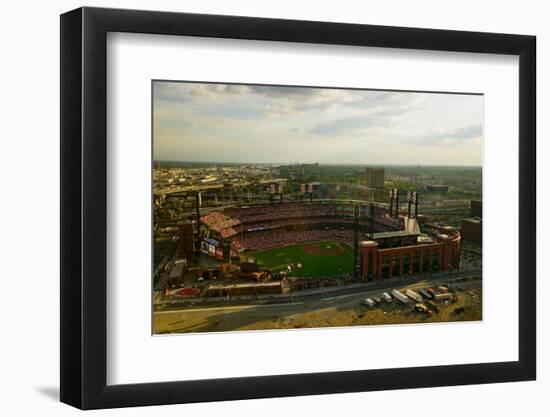 An elevated view of the third Busch Stadium, St. Louis, Missouri, where the Pittsburgh Pirates b...-null-Framed Photographic Print