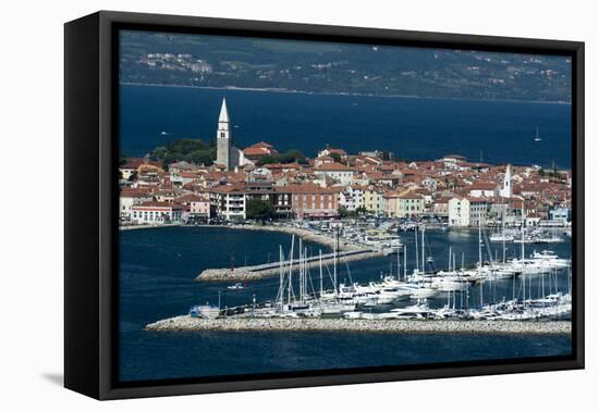 An elevated view of the town of Isola overlooking Adriatic Sea, Isola, Slovenia, Europe-Sergio Pitamitz-Framed Premier Image Canvas