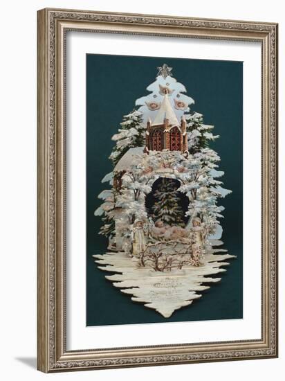 An Embossed Victorian Christmas Card in the Shape of a Snow Covered Christmas Tree-null-Framed Giclee Print