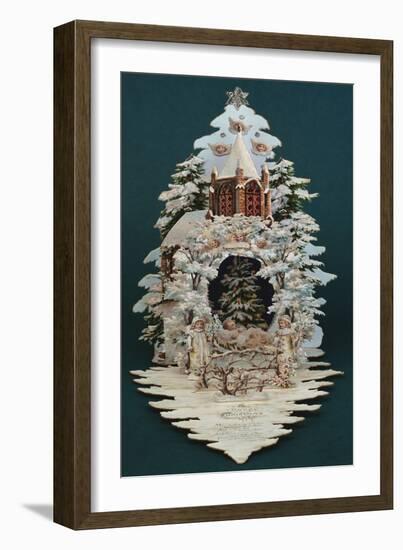 An Embossed Victorian Christmas Card in the Shape of a Snow Covered Christmas Tree-null-Framed Giclee Print