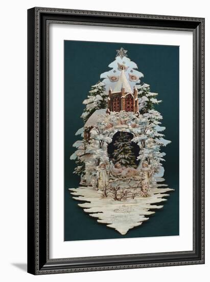 An Embossed Victorian Christmas Card in the Shape of a Snow Covered Christmas Tree-null-Framed Giclee Print