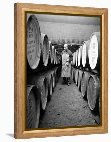 An Employee of the Knockando Whisky Distillery in Scotland, January 1972-null-Framed Premier Image Canvas