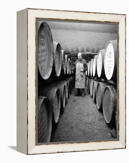 An Employee of the Knockando Whisky Distillery in Scotland, January 1972-null-Framed Premier Image Canvas