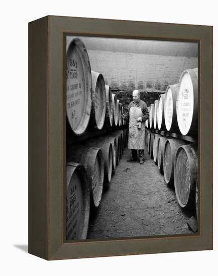 An Employee of the Knockando Whisky Distillery in Scotland, January 1972-null-Framed Premier Image Canvas