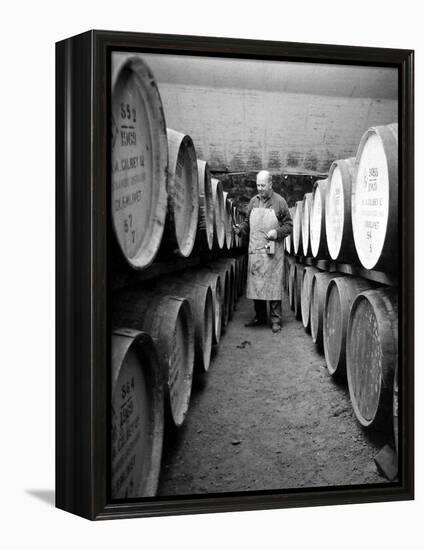 An Employee of the Knockando Whisky Distillery in Scotland, January 1972-null-Framed Premier Image Canvas