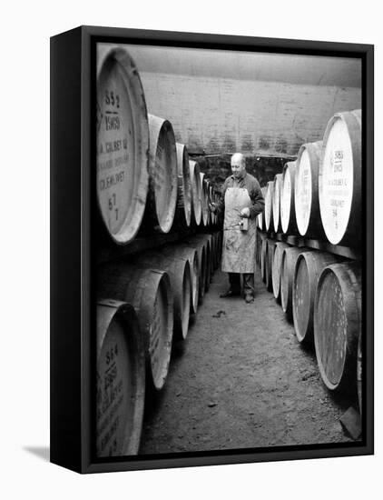 An Employee of the Knockando Whisky Distillery in Scotland, January 1972-null-Framed Premier Image Canvas