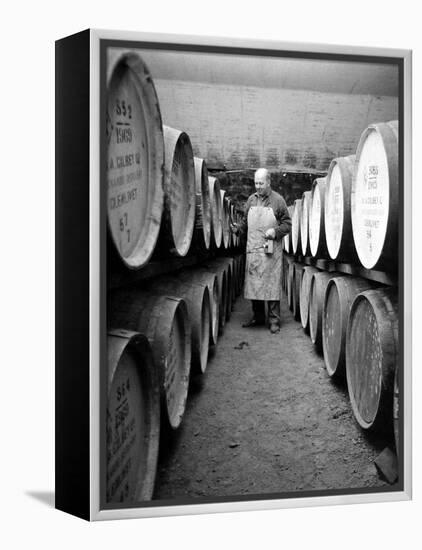 An Employee of the Knockando Whisky Distillery in Scotland, January 1972-null-Framed Premier Image Canvas