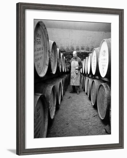 An Employee of the Knockando Whisky Distillery in Scotland, January 1972-null-Framed Photographic Print