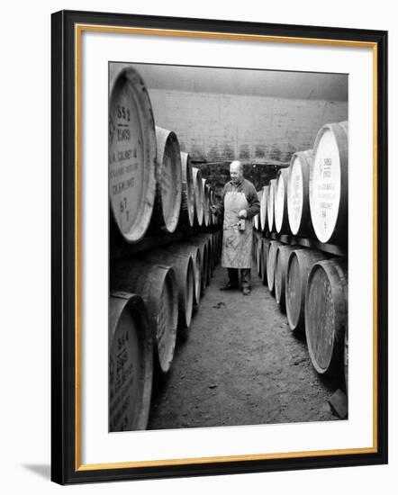 An Employee of the Knockando Whisky Distillery in Scotland, January 1972-null-Framed Photographic Print