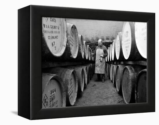 An Employee of the Knockando Whisky Distillery in Scotland, January 1972-null-Framed Premier Image Canvas