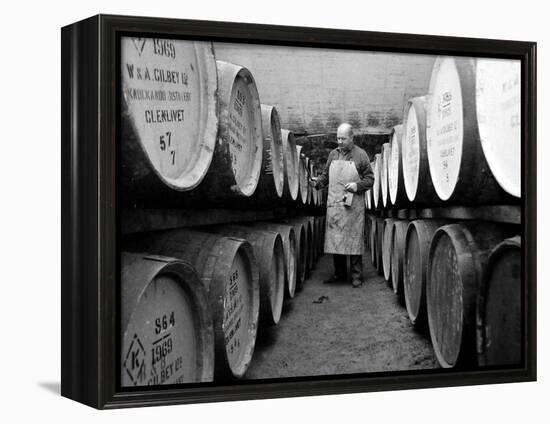 An Employee of the Knockando Whisky Distillery in Scotland, January 1972-null-Framed Premier Image Canvas