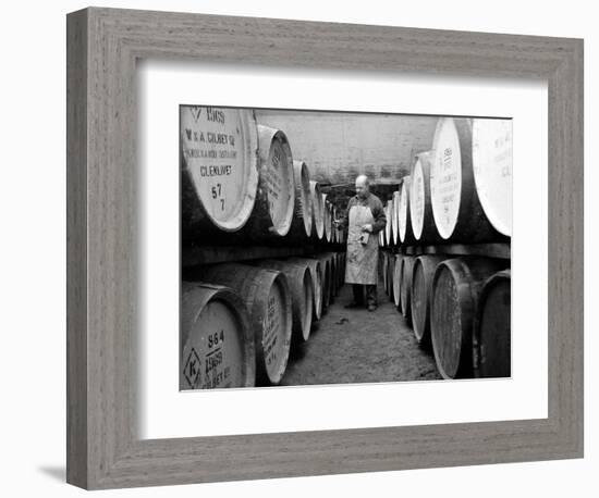 An Employee of the Knockando Whisky Distillery in Scotland, January 1972-null-Framed Photographic Print