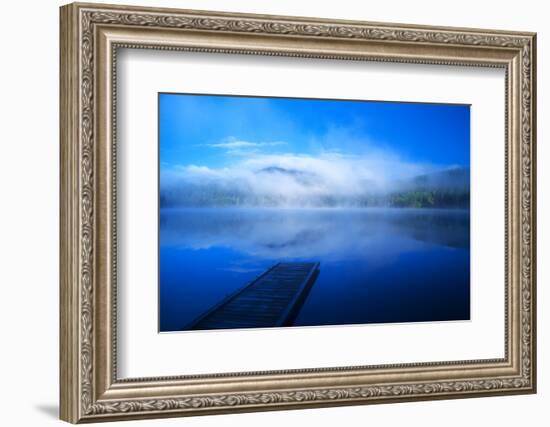 An Empty Dock on a Calm Misty Lake-John Alves-Framed Photographic Print