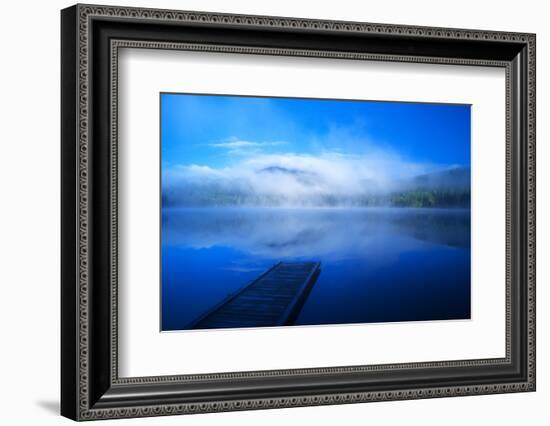 An Empty Dock on a Calm Misty Lake-John Alves-Framed Photographic Print