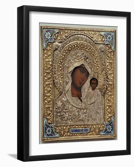 An Enamel and Silver-Gilt Icon of the Virgin Kazanskaya, the Oklad Marked Moscow, 1899-1908-null-Framed Giclee Print