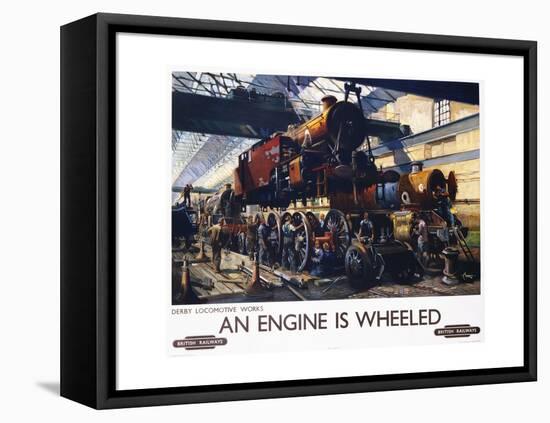 An Engine Is Wheeled Railroad Advertisement Poster-Terence Tenison Cuneo-Framed Premier Image Canvas