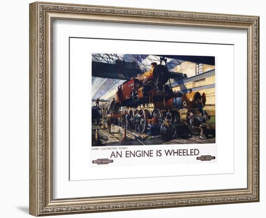 An Engine Is Wheeled Railroad Advertisement Poster-Terence Tenison Cuneo-Framed Giclee Print