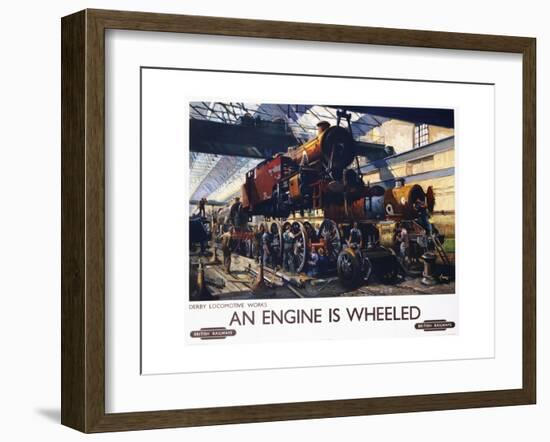 An Engine Is Wheeled Railroad Advertisement Poster-Terence Tenison Cuneo-Framed Giclee Print