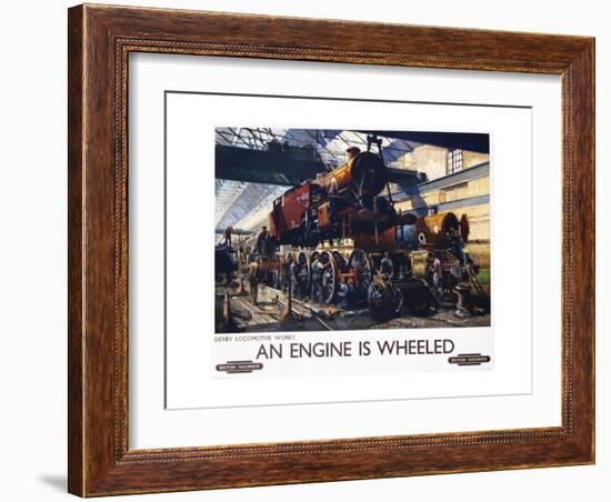 An Engine Is Wheeled Railroad Advertisement Poster-Terence Tenison Cuneo-Framed Giclee Print