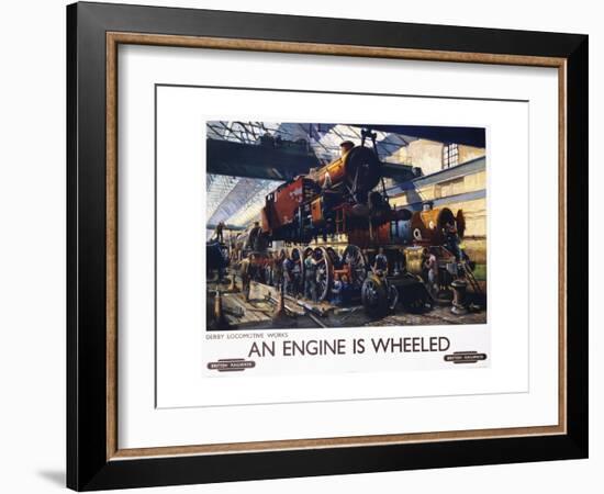 An Engine Is Wheeled Railroad Advertisement Poster-Terence Tenison Cuneo-Framed Giclee Print