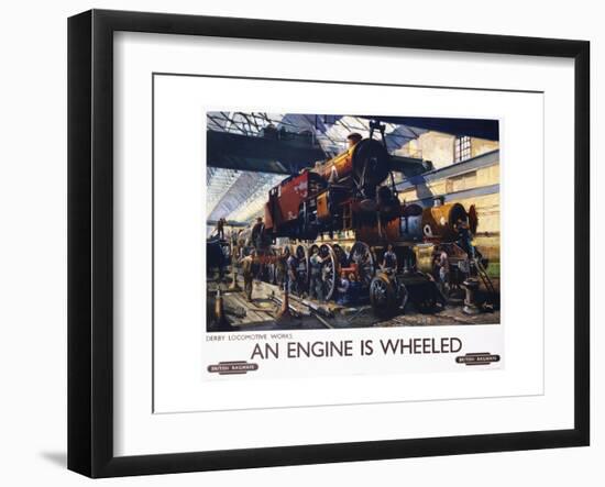 An Engine Is Wheeled Railroad Advertisement Poster-Terence Tenison Cuneo-Framed Giclee Print