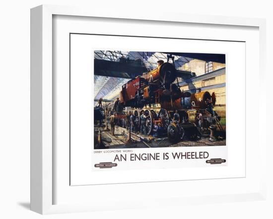 An Engine Is Wheeled Railroad Advertisement Poster-Terence Tenison Cuneo-Framed Giclee Print