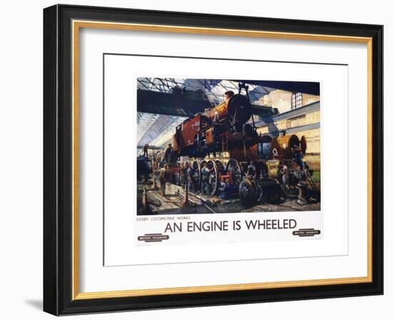 An Engine Is Wheeled Railroad Advertisement Poster-Terence Tenison Cuneo-Framed Giclee Print