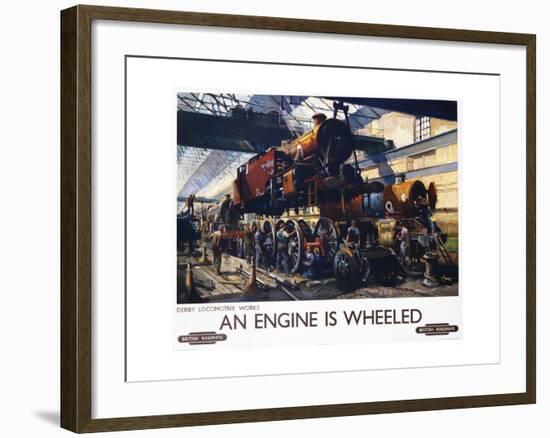 An Engine Is Wheeled Railroad Advertisement Poster-Terence Tenison Cuneo-Framed Giclee Print