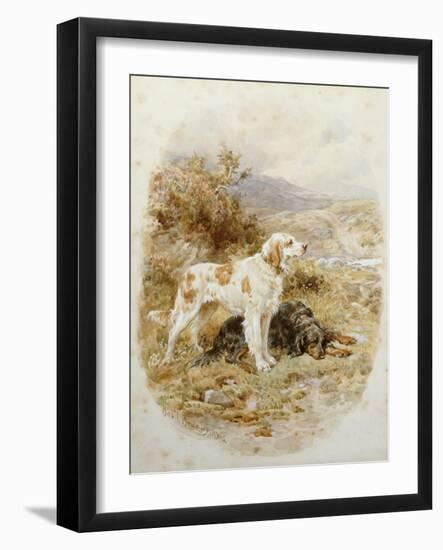 An English and a Gordon Setter-Basil Bradley-Framed Giclee Print