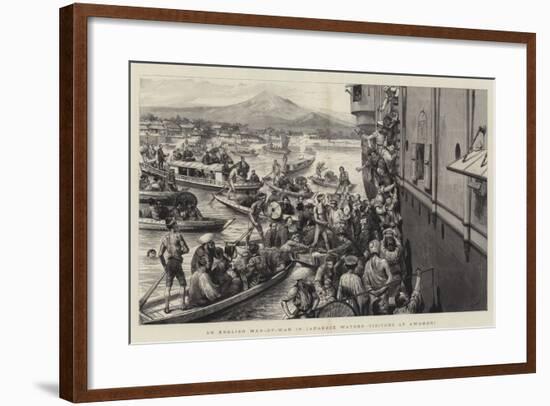An English Man-Of-War in Japanese Waters, Visitors at Awomori-Godefroy Durand-Framed Giclee Print