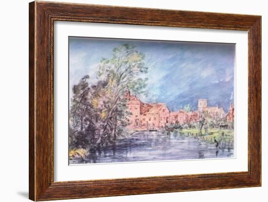 An English Village 1821 (Colour Litho)-John Constable-Framed Giclee Print