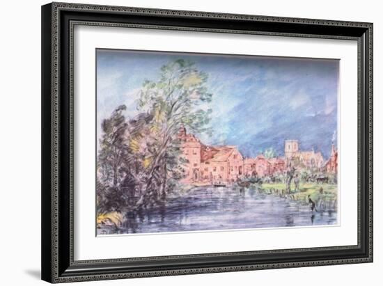 An English Village 1821 (Colour Litho)-John Constable-Framed Giclee Print