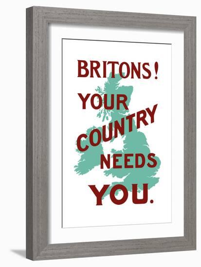 An English World War One Poster with the Outline of Great Britain-Stocktrek Images-Framed Art Print