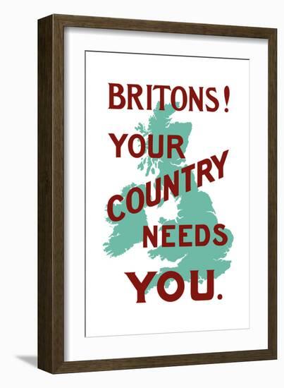 An English World War One Poster with the Outline of Great Britain-Stocktrek Images-Framed Art Print