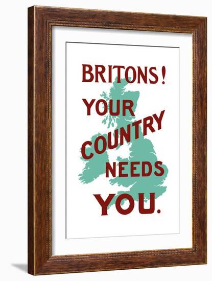 An English World War One Poster with the Outline of Great Britain-Stocktrek Images-Framed Art Print