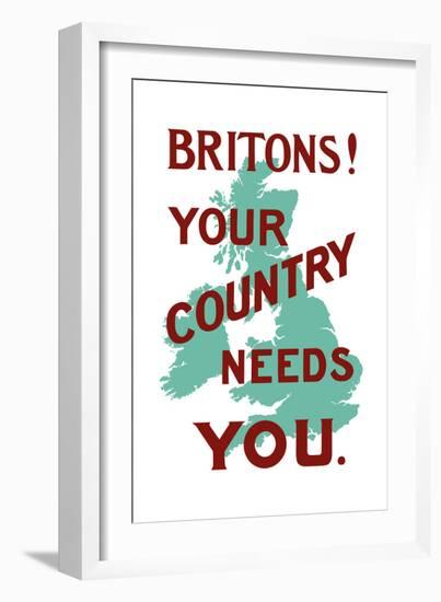 An English World War One Poster with the Outline of Great Britain-Stocktrek Images-Framed Art Print