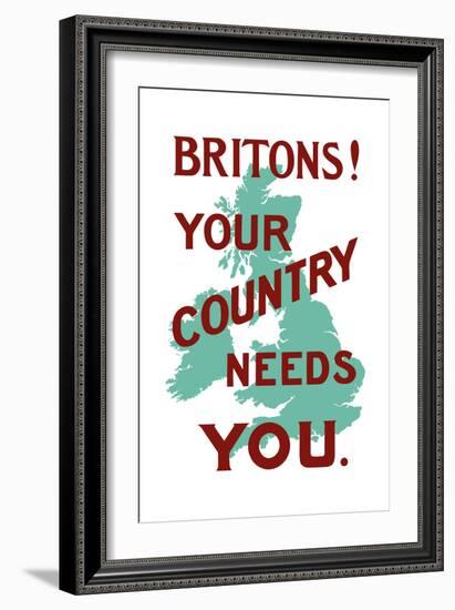 An English World War One Poster with the Outline of Great Britain-Stocktrek Images-Framed Art Print