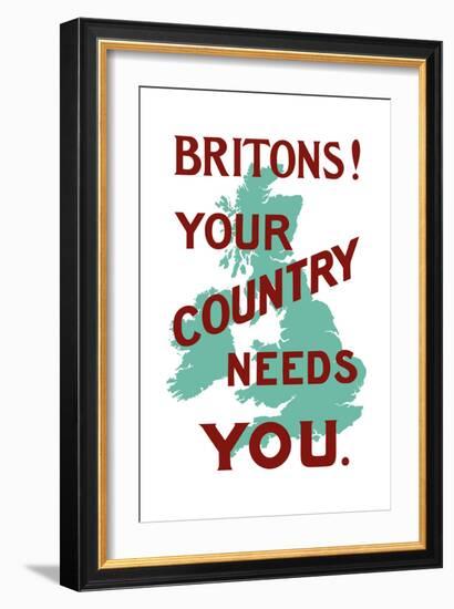 An English World War One Poster with the Outline of Great Britain-Stocktrek Images-Framed Art Print