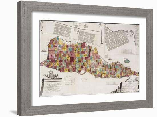 An engraved map of St Croix (Santa Cruz), 1754-null-Framed Giclee Print