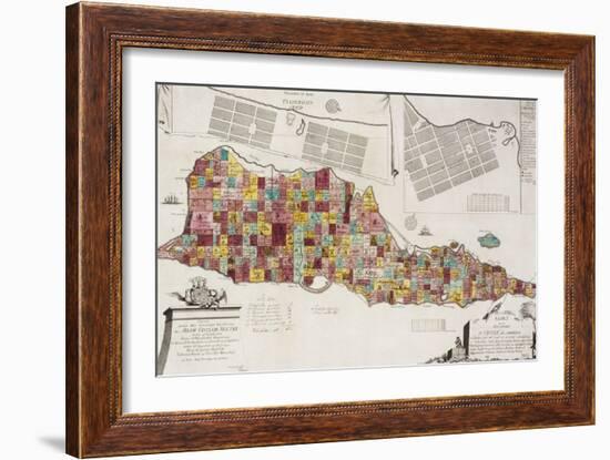 An engraved map of St Croix (Santa Cruz), 1754-null-Framed Giclee Print