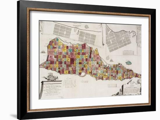 An engraved map of St Croix (Santa Cruz), 1754-null-Framed Giclee Print