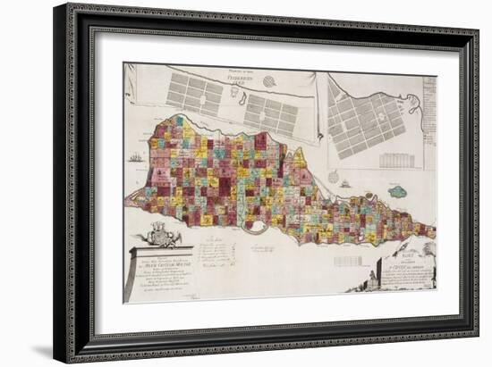 An engraved map of St Croix (Santa Cruz), 1754-null-Framed Giclee Print