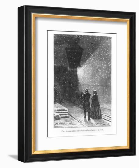 An Enormous Shadow, Preceded by a Bright Light, Illustration from "Around the World in Eighty Days"-L Bennet-Framed Giclee Print