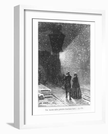 An Enormous Shadow, Preceded by a Bright Light, Illustration from "Around the World in Eighty Days"-L Bennet-Framed Giclee Print