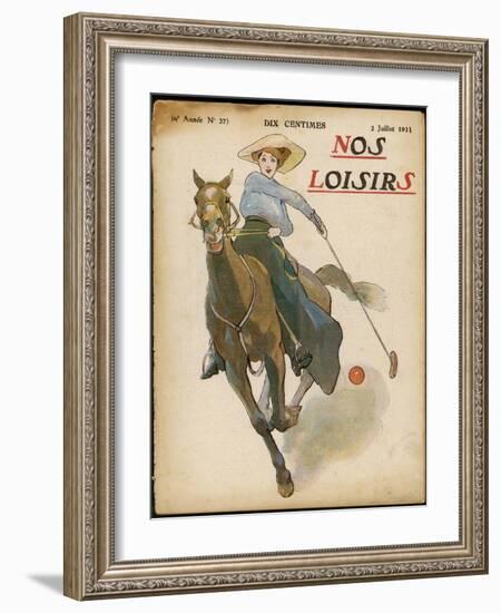 An Enthusiastic Lady Polo Player-null-Framed Photographic Print