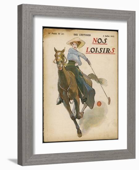 An Enthusiastic Lady Polo Player-null-Framed Photographic Print
