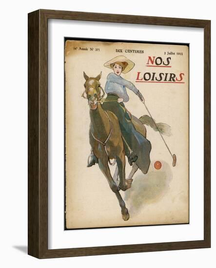 An Enthusiastic Lady Polo Player-null-Framed Photographic Print