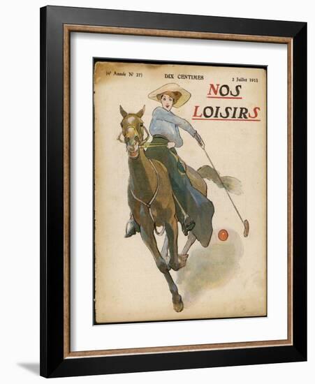 An Enthusiastic Lady Polo Player-null-Framed Photographic Print