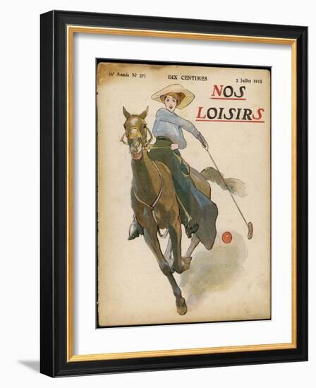 An Enthusiastic Lady Polo Player-null-Framed Photographic Print