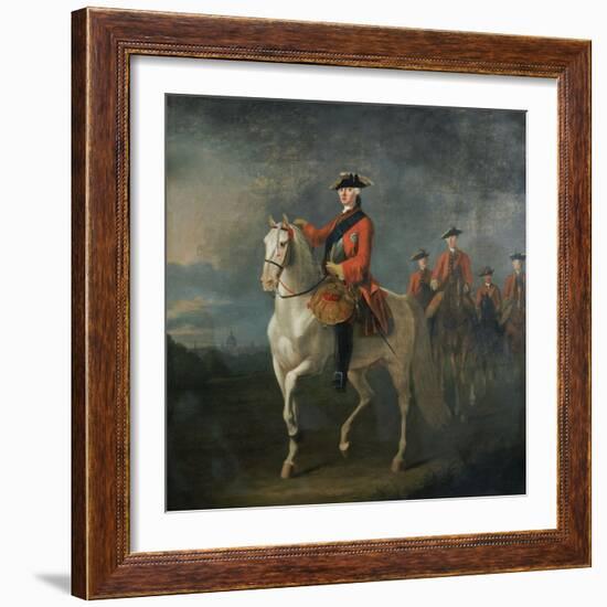 An Equestrian Portrait of King George III, Wearing the Order of the Garter-David Morier-Framed Giclee Print